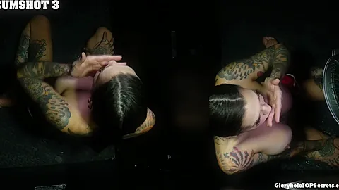 MILF Rocky draining 7 big gloryhole cocks in POV