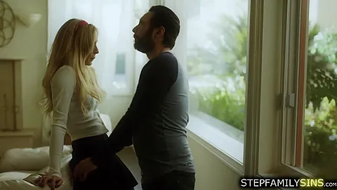 Petite blonde stepsis banged and face fucked by stepbro
