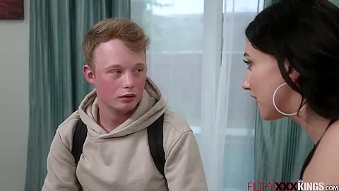 Stepmom fucking teen 18+ stepson and letting him cum inside her