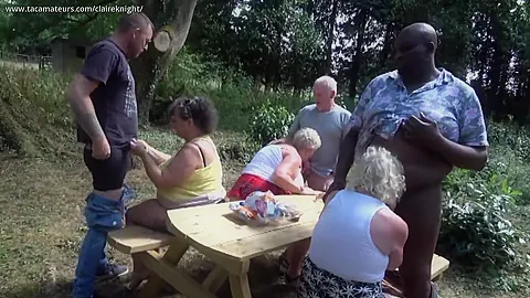 Three BBW Grannies go dogging in the park