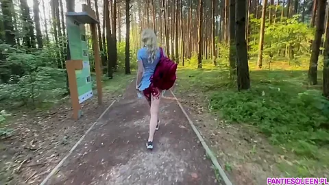 Public Dare - Stepsister Walks Around Naked Outdoors In Park And Plays With Remote Control Vibrator In Her Pussy