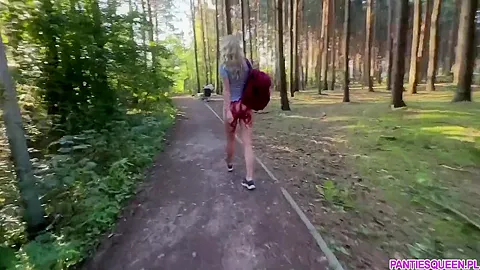 Public Dare - Stepsister Walks Around Naked Outdoors In Park And Plays With Remote Control Vibrator In Her Pussy
