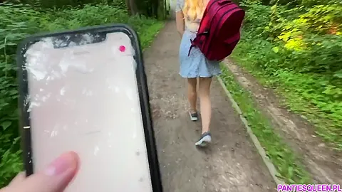 Public Dare - Stepsister Walks Around Naked Outdoors In Park And Plays With Remote Control Vibrator In Her Pussy