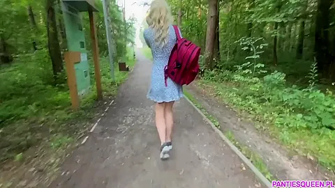 Public Dare - Stepsister Walks Around Naked Outdoors In Park And Plays With Remote Control Vibrator In Her Pussy