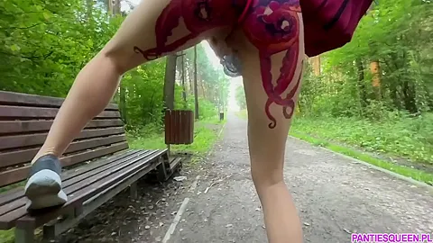 Public Dare - Stepsister Walks Around Naked Outdoors In Park And Plays With Remote Control Vibrator In Her Pussy