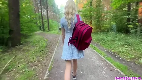 Public Dare - Stepsister Walks Around Naked Outdoors In Park And Plays With Remote Control Vibrator In Her Pussy