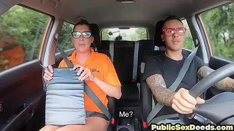 Nerdy driving instructor rides students 18+ cock