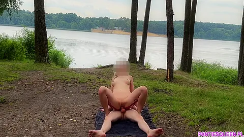 Blonde Roughly Rides Big Cock Outdoors In Forest Until Gets Huge Cumshot Load On Boobs