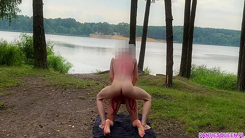 Blonde Roughly Rides Big Cock Outdoors In Forest Until Gets Huge Cumshot Load On Boobs
