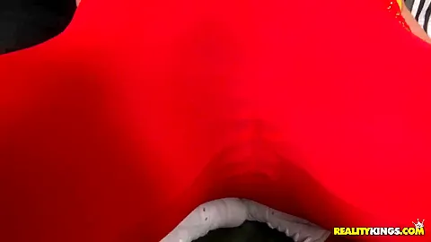 Slutty brunette Denise strips and has wild sex