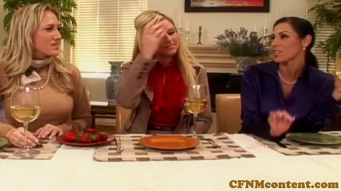 Femdom milfs fucking sub in CFNM group