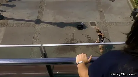 Blonde Excercising In Public Streets