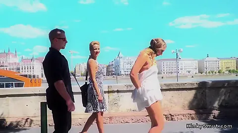 Gagged Bare Tits And Ass Blonde In Public