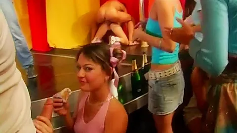 Dirty party hoes suck and fuck cocks in club
