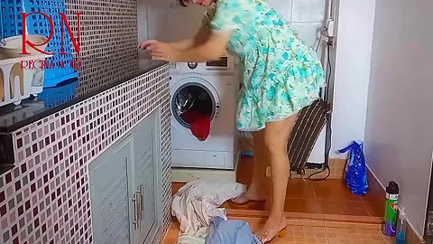 Housewife Fucked In The Washing Machine. Pussy Licking Cunillingus. Domination In Laundry