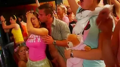 Slutty party chicks suck and fuck dicks in club