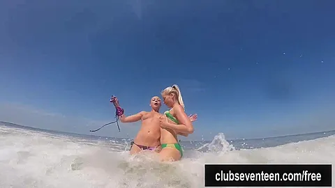 Surfer lesbian teens 18+ lick and finger pussies