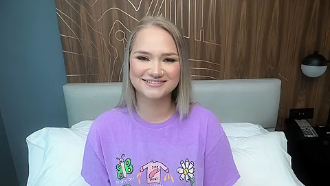 Blonde teen 18+ with a fat ass gives a sloppy BJ