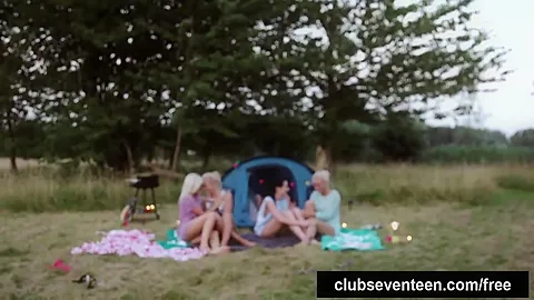 Small titted lesbians from Holland have fun outdoors
