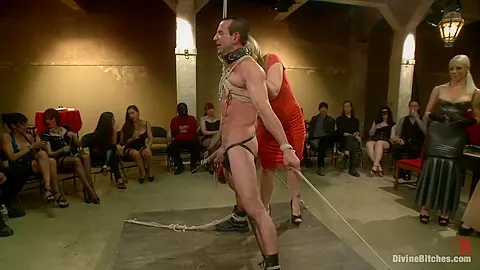 LIVE & PUBLIC slave humiliation, degradation, prostate milking with horny sadistic women!