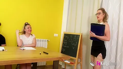 Academy! Three Inexperienced teens 18+ Receive A Sex Lesson From A Porn Queen