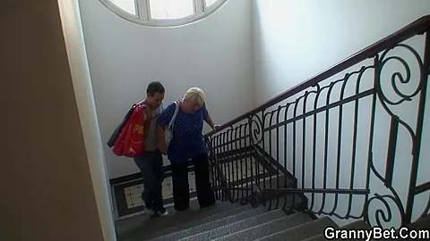Big Tits Blonde Granny Riding His Dick