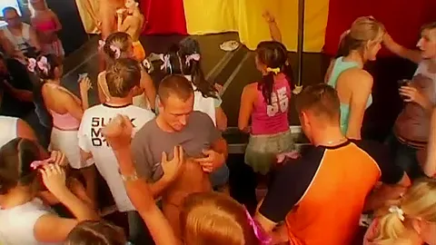 Trashy party chicks suck and fuck dicks in club
