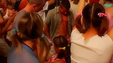 Trashy party chicks suck and fuck dicks in club