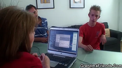 Very Old Office Boss Swallows Two Dicks At Once