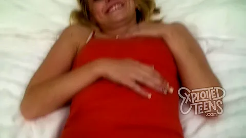 Watch this nervous blonde 18 yr old star in her first fuck video