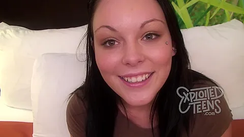 18 yr old brunette teen 18+ with small tits gives head