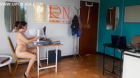 Nudist Secretary. Naked Employee In The Office. Nude Bitch Is Not Shy About Her Boss. Nude Office. Tits, Nipples, Ass, 2