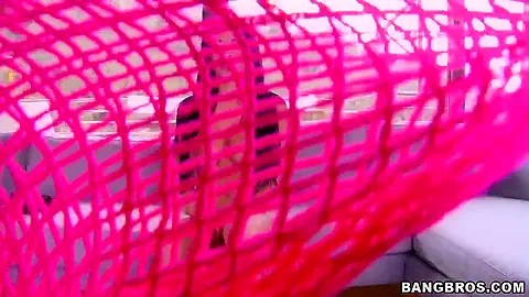 Beautiful big natural tits in sexy fishnet dress