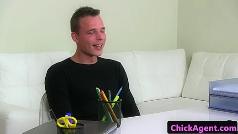 Classy petite agent fucking new male client