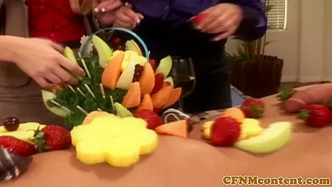 Femdom milfs nailing sub in CFNM group