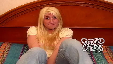 Blonde teen 18+ with big natural tits sucks cock