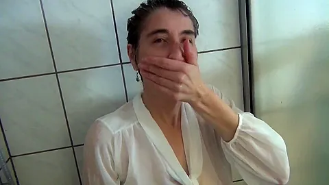Showering In A Blouse - HotMilf