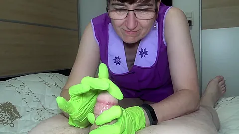 Green Gloves Handjob - HotMilf