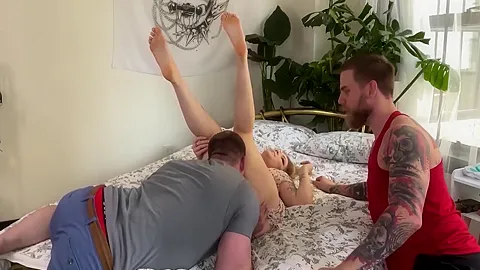 Showing Little Bro How To Fuck! Slutty Stepsisters Hairy Pussy Gets Pounded 8 Min
