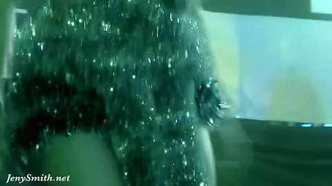 She wore only a tinsel at club! Public flashing