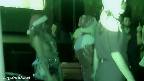 She wore only a tinsel at club! Public flashing
