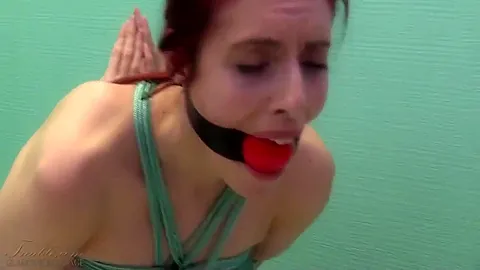 Gagged Female Slave In Reverse Prayer Bondage