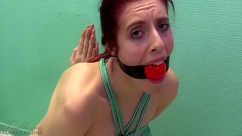 Gagged Female Slave In Reverse Prayer Bondage