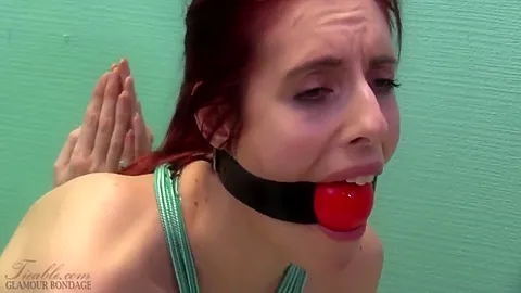 Gagged Female Slave In Reverse Prayer Bondage