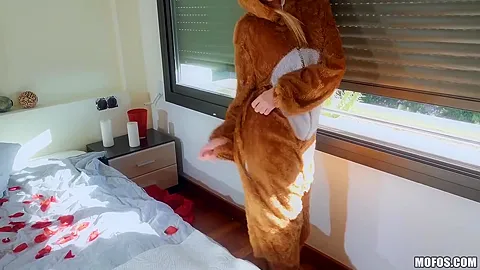 Jordi Gapes Fur Suit Wearing High-energy Rebecca