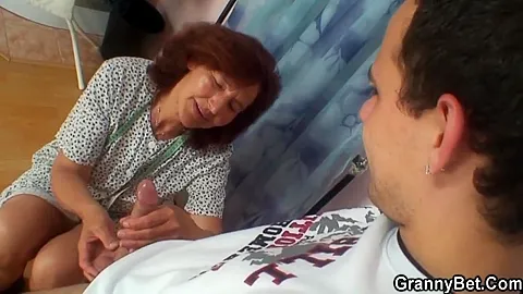 Clothed Old Grandma Sucks And Rides Younger Dick
