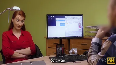 Redhead Has Spontaneous Sex In The Office With Loan Agent