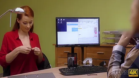 Redhead Has Spontaneous Sex In The Office With Loan Agent