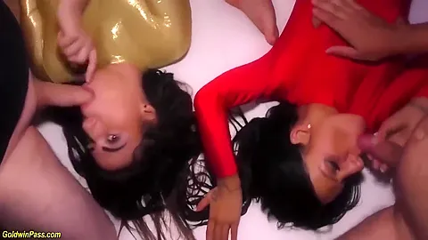 Shiny Stepsiblings Catsuit Party Orgy