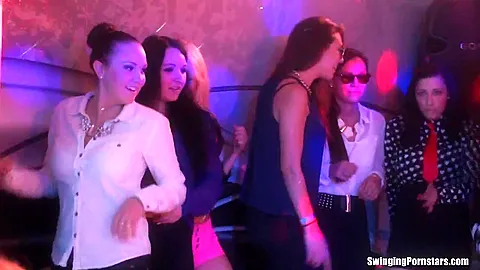Sexy girls dancing erotically in a club